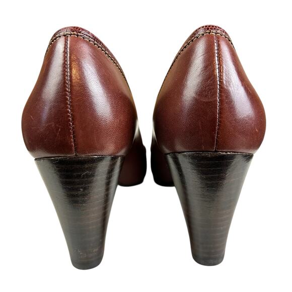 Naturalizer Honor Pumps Women Size 6 1/2 Burgundy Brown Leather Tasseled Buckle - Picture 5 of 11